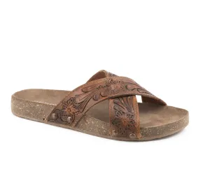 09-021-0607-2892BR Roper Women's Delaney Tooled Leather Tan