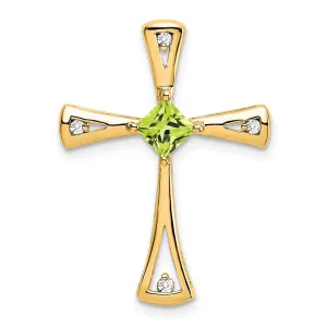14k Peridot and Diamond Cross Chain Slide