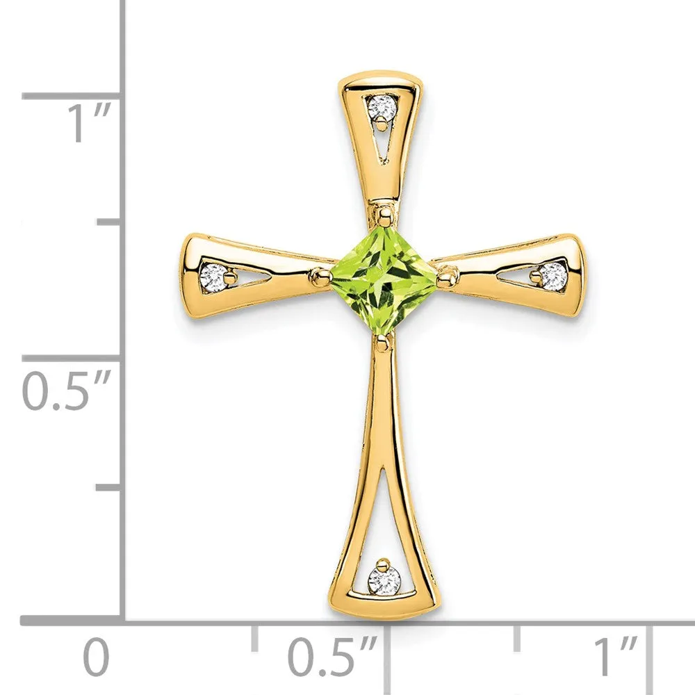 14k Peridot and Diamond Cross Chain Slide