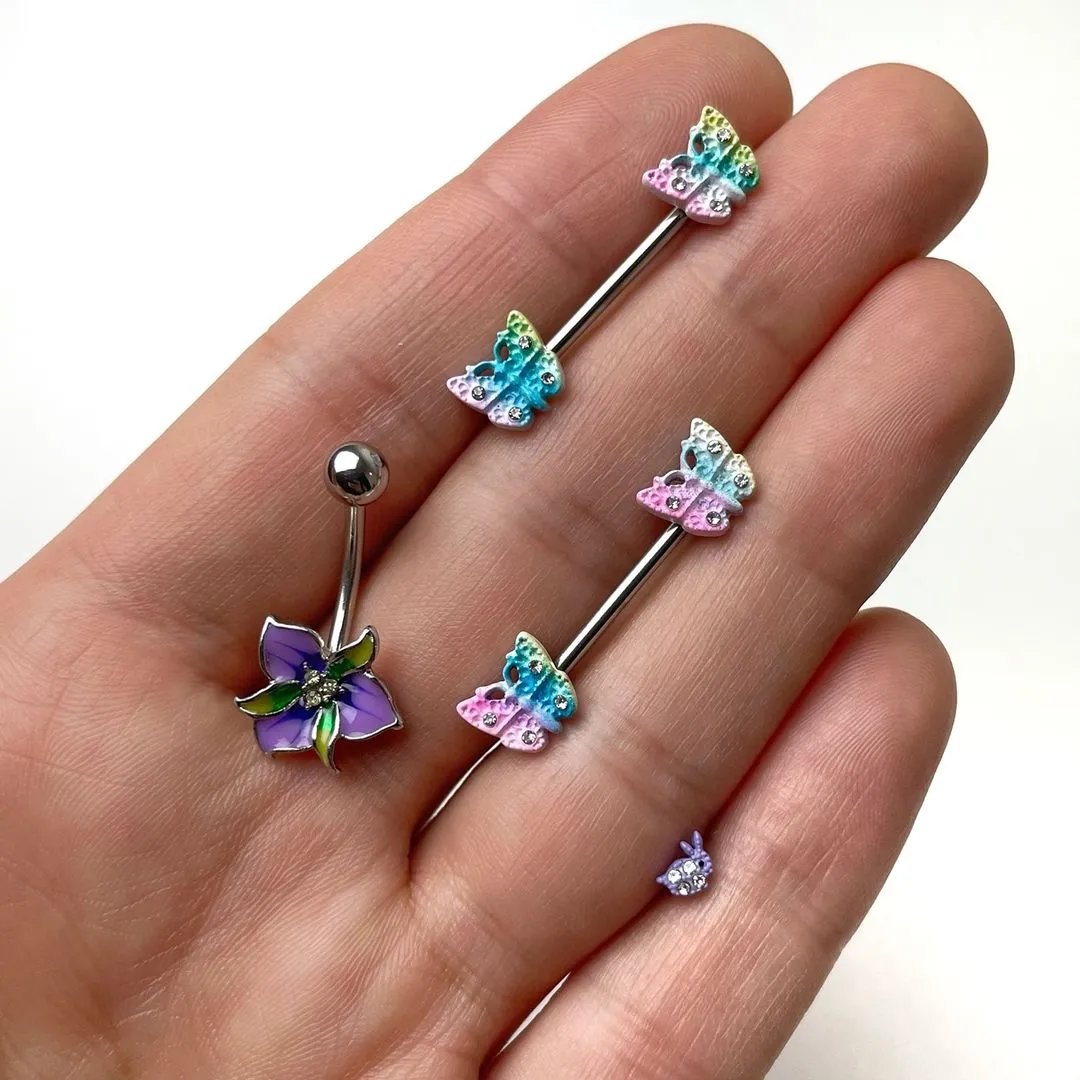 16 Gauge 5/16 Clear Gem Purple Easter Bunny Labret Monroe Tragus