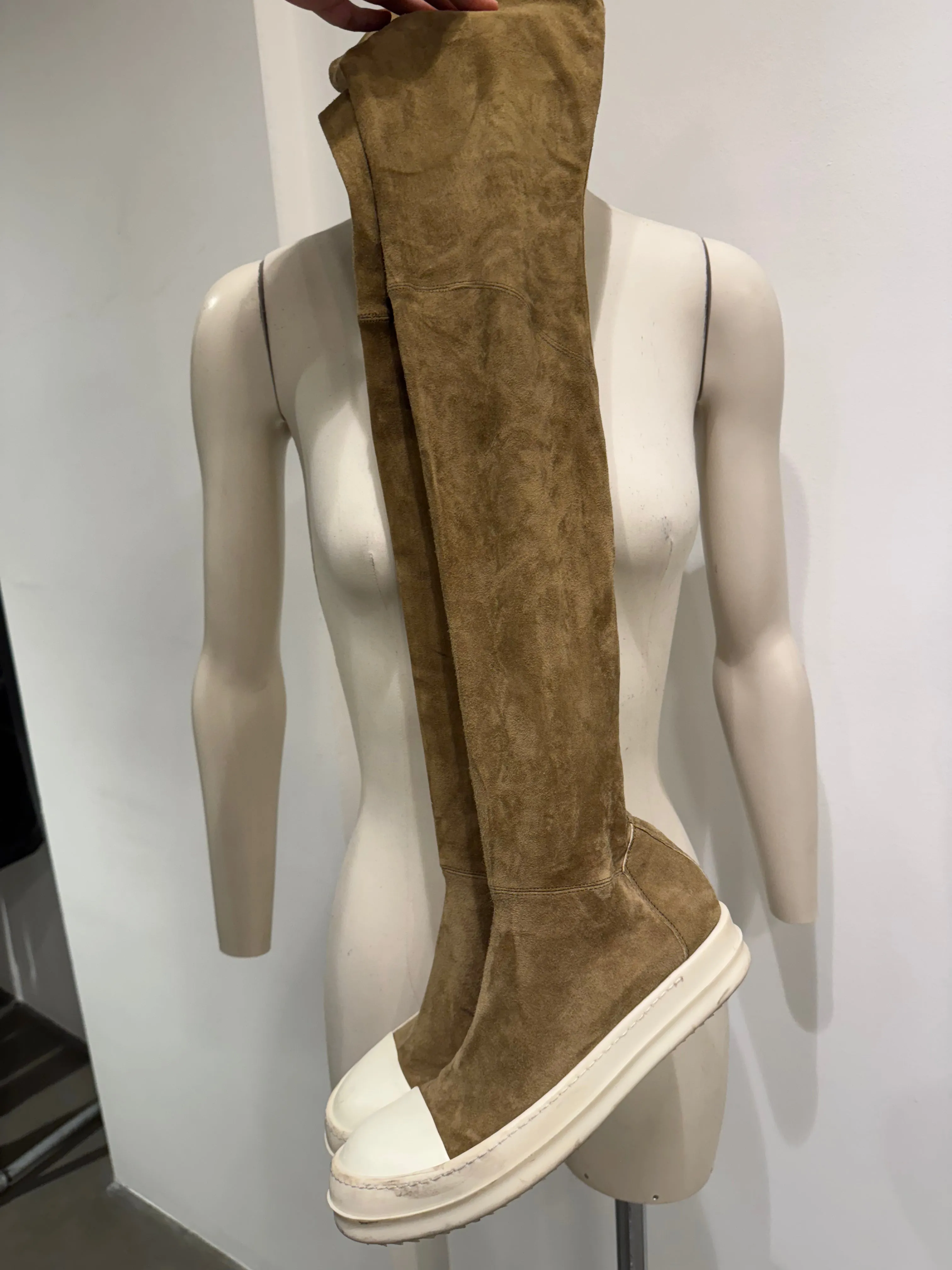 2010s Rick Owens high sock knee suede sneakers