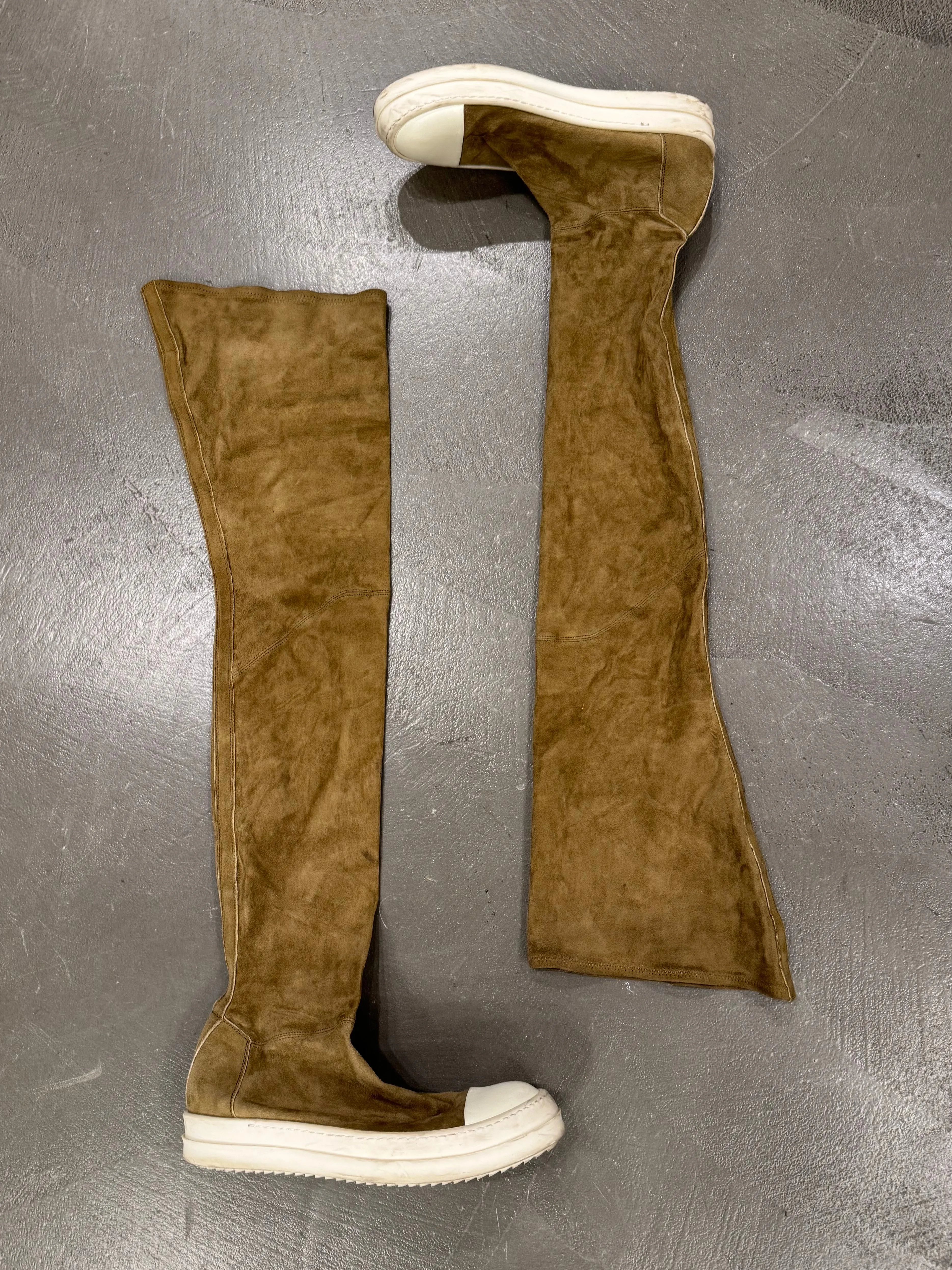 2010s Rick Owens high sock knee suede sneakers