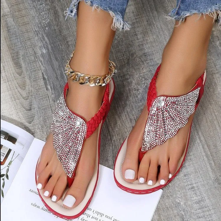 2023 Ortopedic Women's Sandals Casual Crystal Roman Slippers