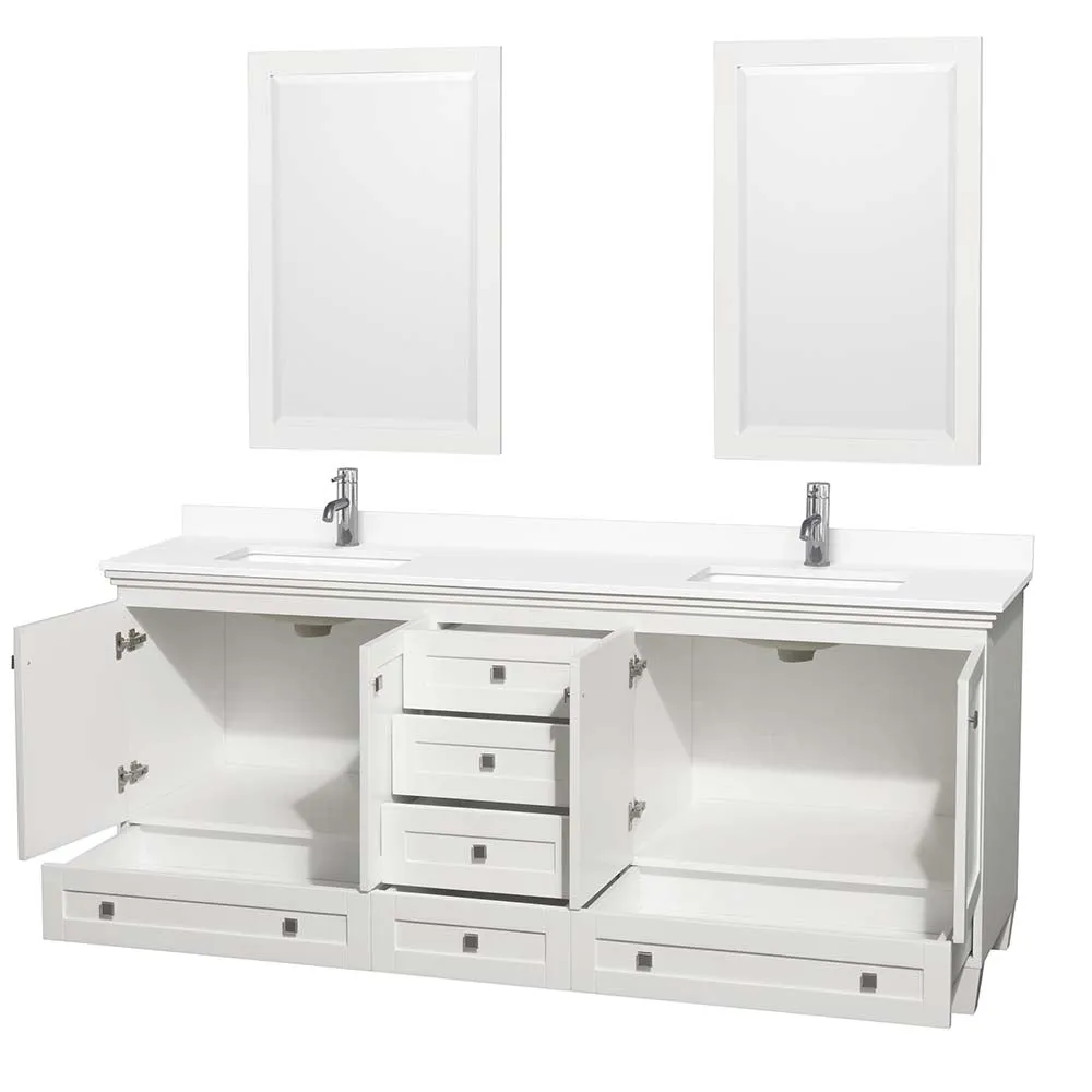 Acclaim 80 Inch Double Bathroom Vanity in White