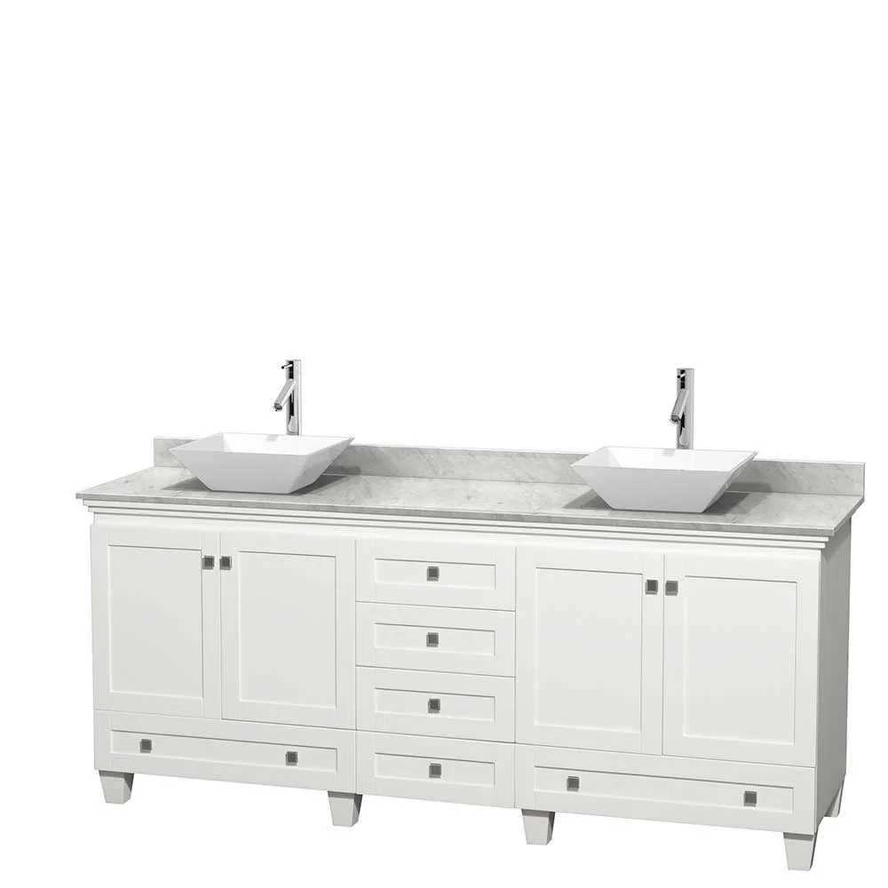Acclaim 80 Inch Double Bathroom Vanity in White
