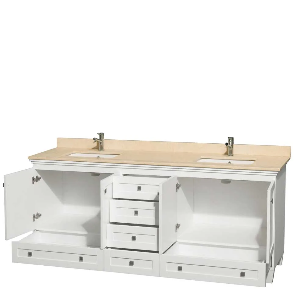 Acclaim 80 Inch Double Bathroom Vanity in White