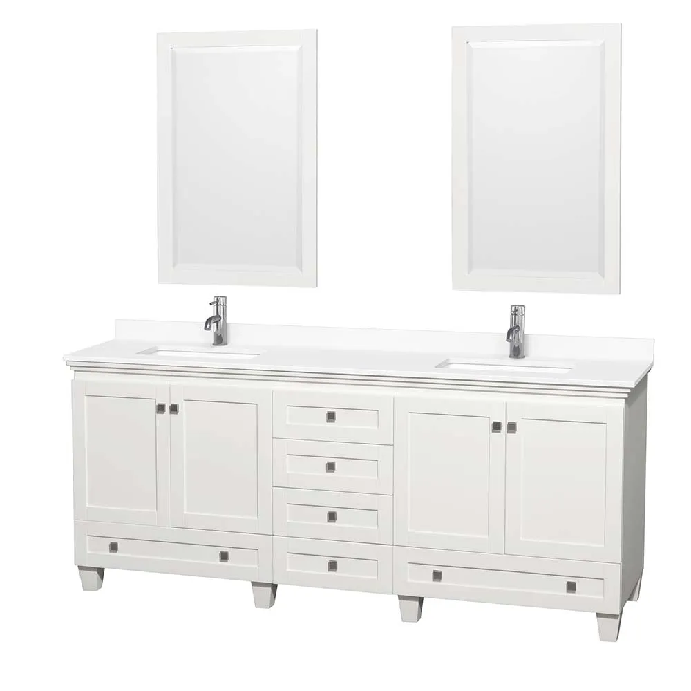 Acclaim 80 Inch Double Bathroom Vanity in White