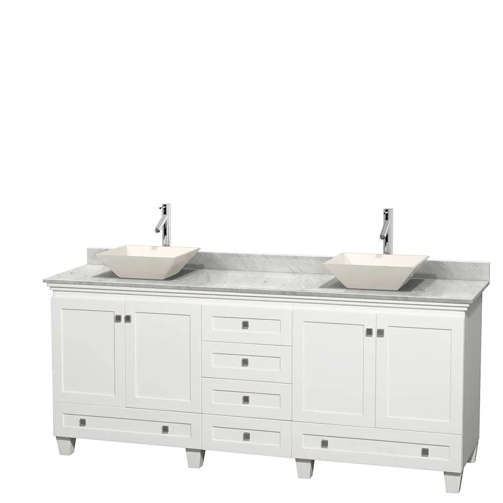 Acclaim 80 Inch Double Bathroom Vanity in White