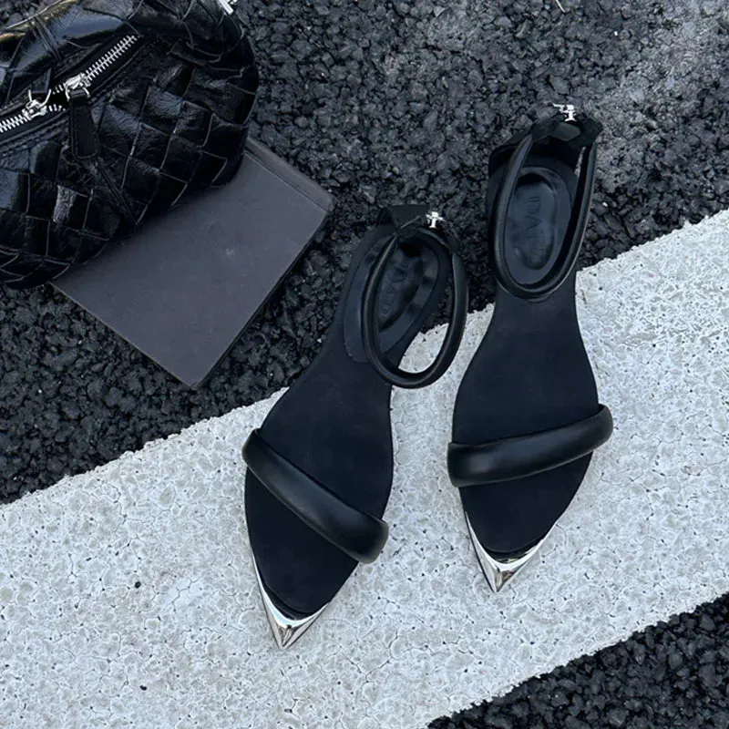 ADVBRIDGE  -  Sandals Women 2025 Simple Style One-strap Sandals FOr Girls Women Casual Slides Back Zip Cover Flat Wedges Heels Shoes Sandalias