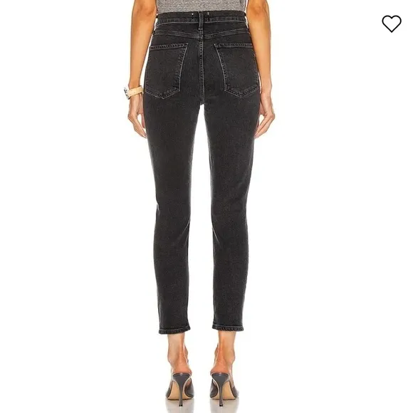 AGOLDE Nico High Rise Ankle Skinny Jeans Cassette Black Distressed Size 30 12