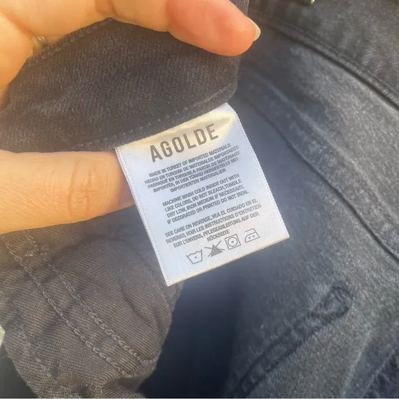 AGOLDE Nico High Rise Ankle Skinny Jeans Cassette Black Distressed Size 30 12