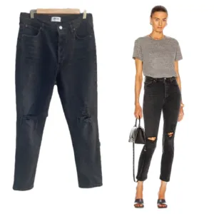AGOLDE Nico High Rise Ankle Skinny Jeans Cassette Black Distressed Size 30 12