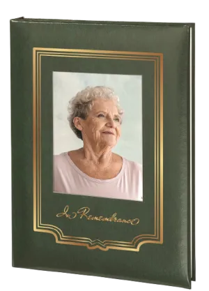 Artistic Picture Frame Memorial Guest Book - 6 Ring - STFB100-Green