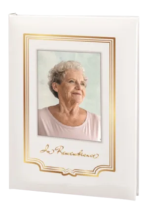 Artistic Picture Frame Memorial Guest Book - 6 Ring - STFB100-White