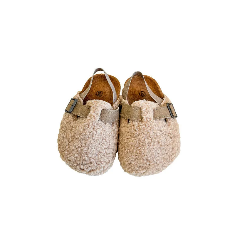 Autumn And Winter New Boys And Girls Lamb Wool Half Slippers Outer Wear