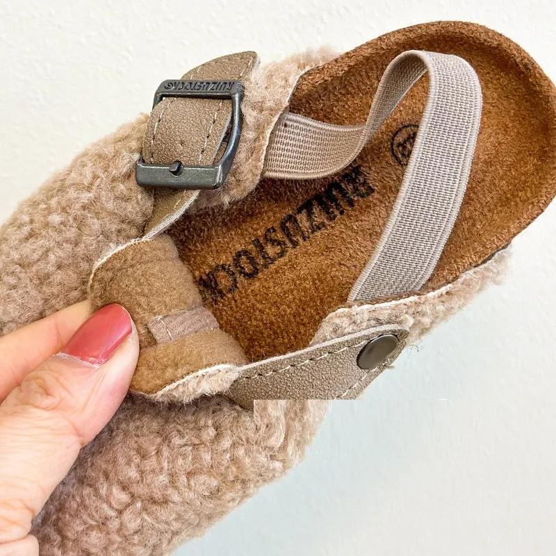 Autumn And Winter New Boys And Girls Lamb Wool Half Slippers Outer Wear