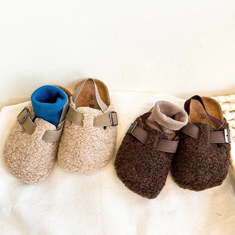 Autumn And Winter New Boys And Girls Lamb Wool Half Slippers Outer Wear