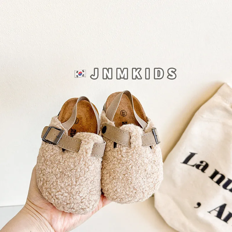 Autumn And Winter New Boys And Girls Lamb Wool Half Slippers Outer Wear