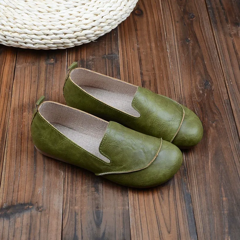 Babakud Retro Comfortable Soft Sole Round Toe Slip-Ons Flats Shoes