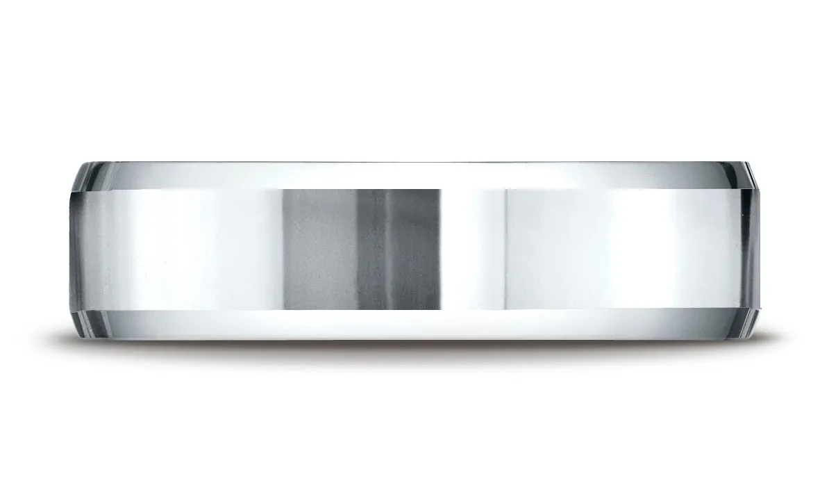 Benchmark 10K White Gold 6mm Comfort-Fit High Polished Carved Design Wedding Band Ring (Sizes 4 - 15 )