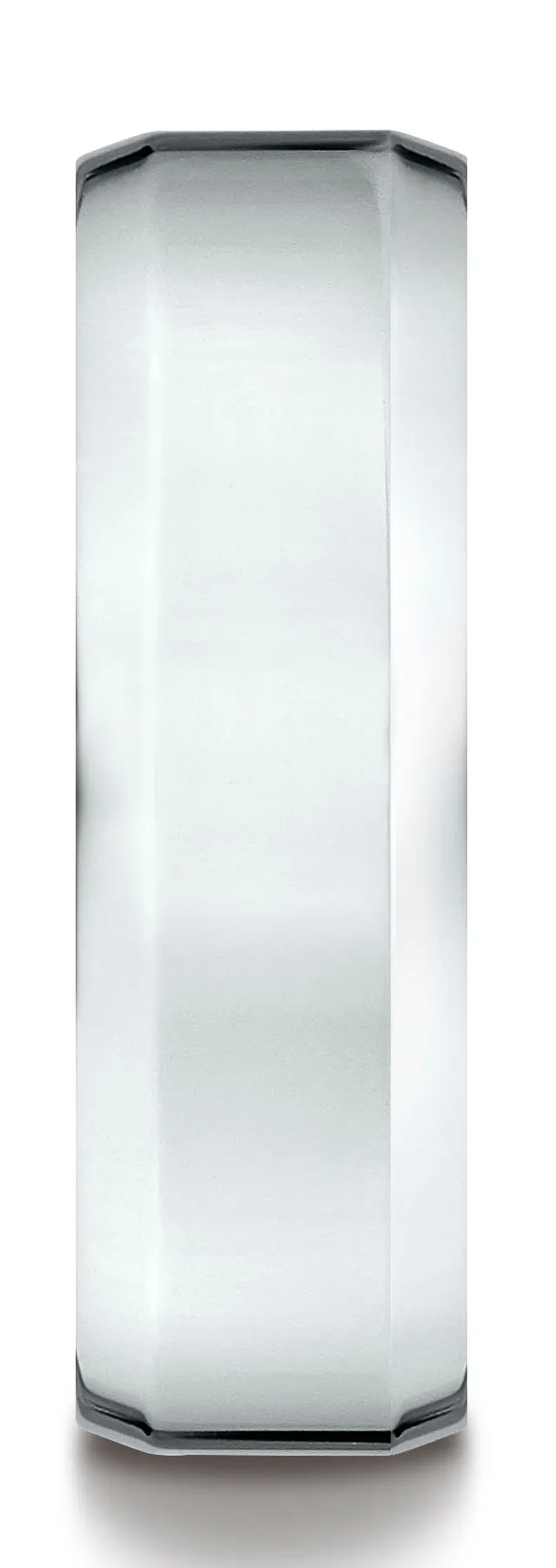 Benchmark 10k White Gold 7mm Comfort-Fit High Polished Carved Design Band, (Sizes 4-15)