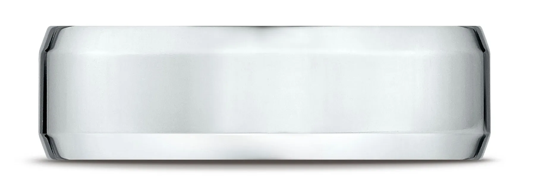 Benchmark 10k White Gold 7mm Comfort-Fit High Polished Carved Design Band, (Sizes 4-15)