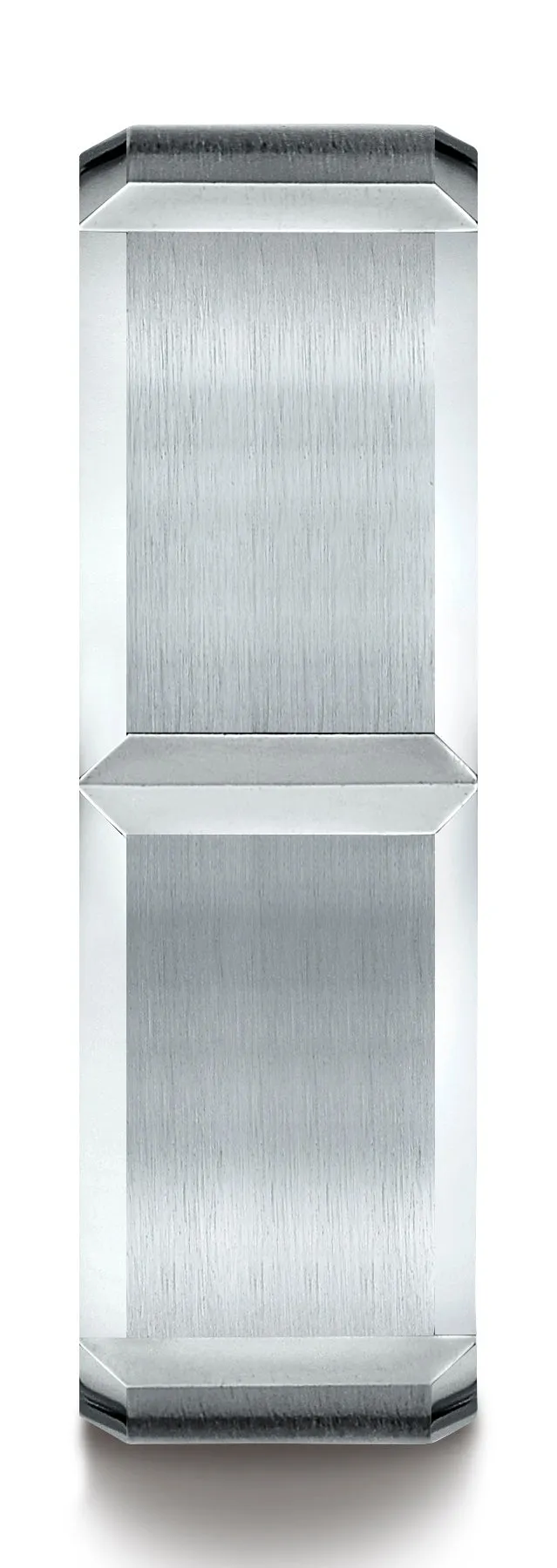 Benchmark 10k White Gold 7mm Comfort-Fit Satin-Finished Grooves Carved Design Band, (Sizes 4-15)