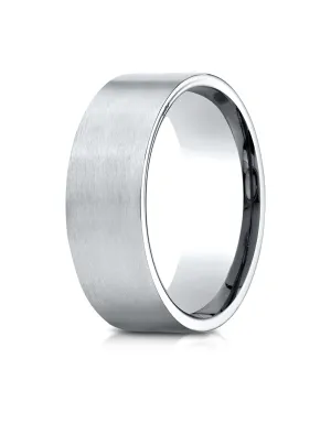 Benchmark 10K White Gold 8mm Comfort-Fit Satin-Finished Carved Design Wedding Band Ring (Sizes 4 - 15 )