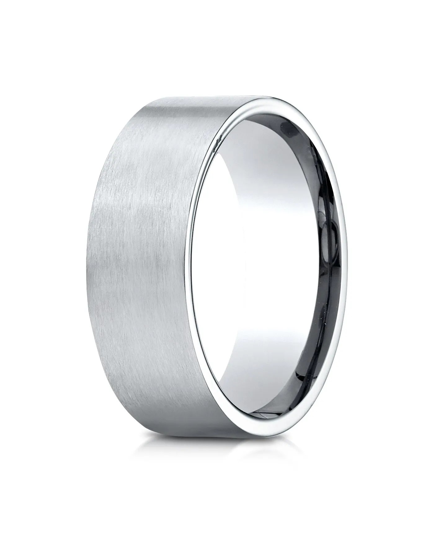 Benchmark 10K White Gold 8mm Comfort-Fit Satin-Finished Carved Design Wedding Band Ring (Sizes 4 - 15 )