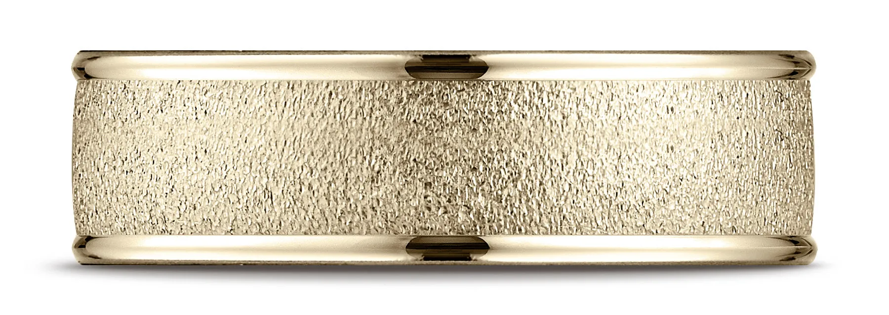 Benchmark 10k Yellow Gold 7mm Comfort-Fit Wired-Finished High Polish Round Edge Carved Design Band, (4-15)