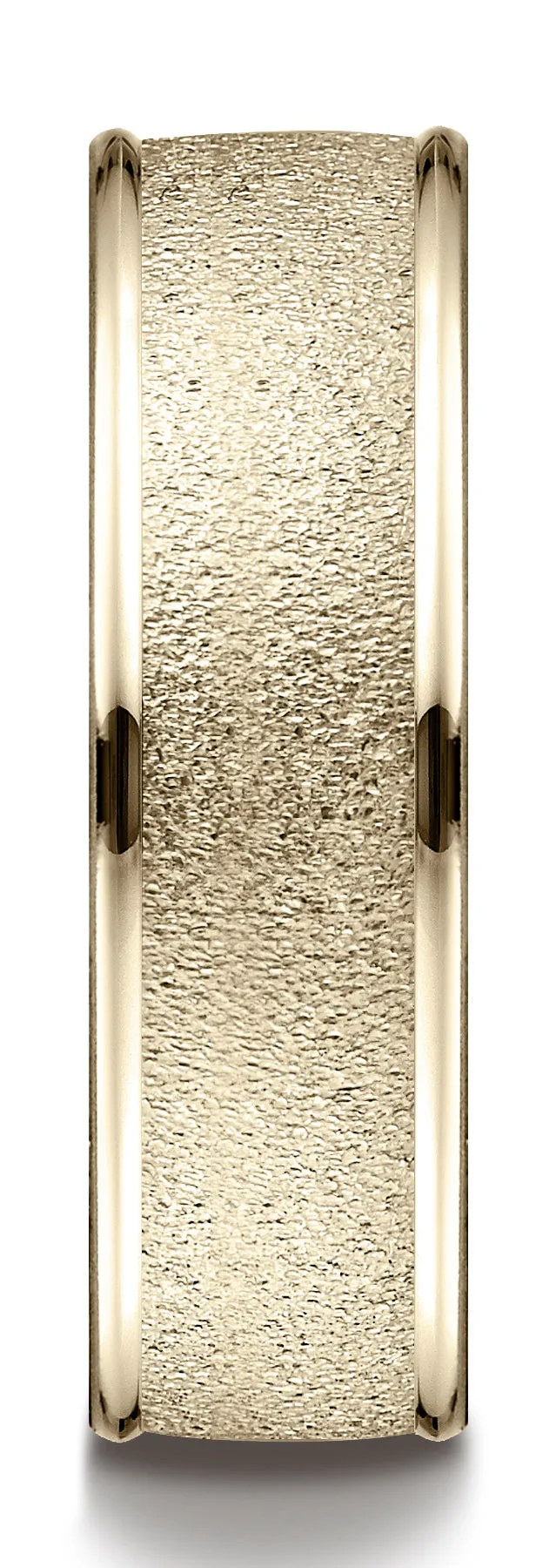 Benchmark 10k Yellow Gold 7mm Comfort-Fit Wired-Finished High Polish Round Edge Carved Design Band, (4-15)