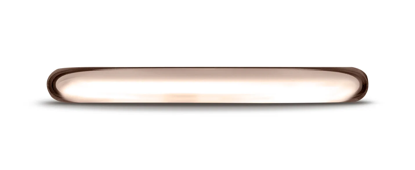 Benchmark 14K Rose Gold 2.5mm Comfort-Fit High Polished Round Carved Design Wedding Band Ring