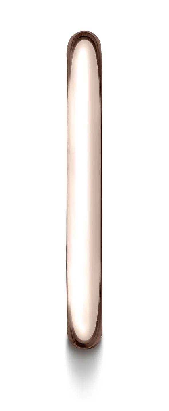 Benchmark 14K Rose Gold 2.5mm Comfort-Fit High Polished Round Carved Design Wedding Band Ring