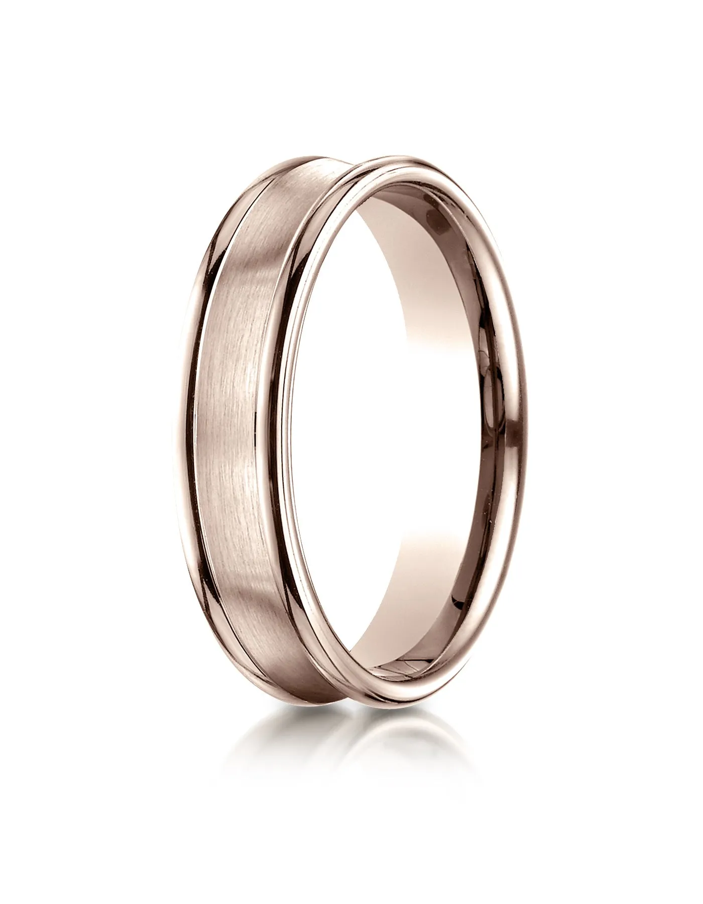 Benchmark 14K Rose Gold 5.5mm Comfort-Fit Concave Round Edge Satin Center Design Wedding Band Ring