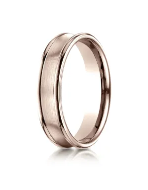 Benchmark 14K Rose Gold 5.5mm Comfort-Fit Concave Round Edge Satin Center Design Wedding Band Ring