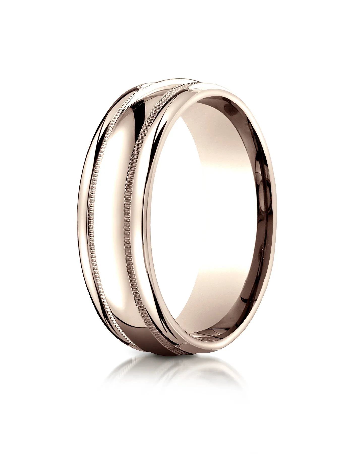 Benchmark 14K Rose Gold 7.5mm Comfort-Fit Milgrain High Polish Carved Design Wedding Band Ring