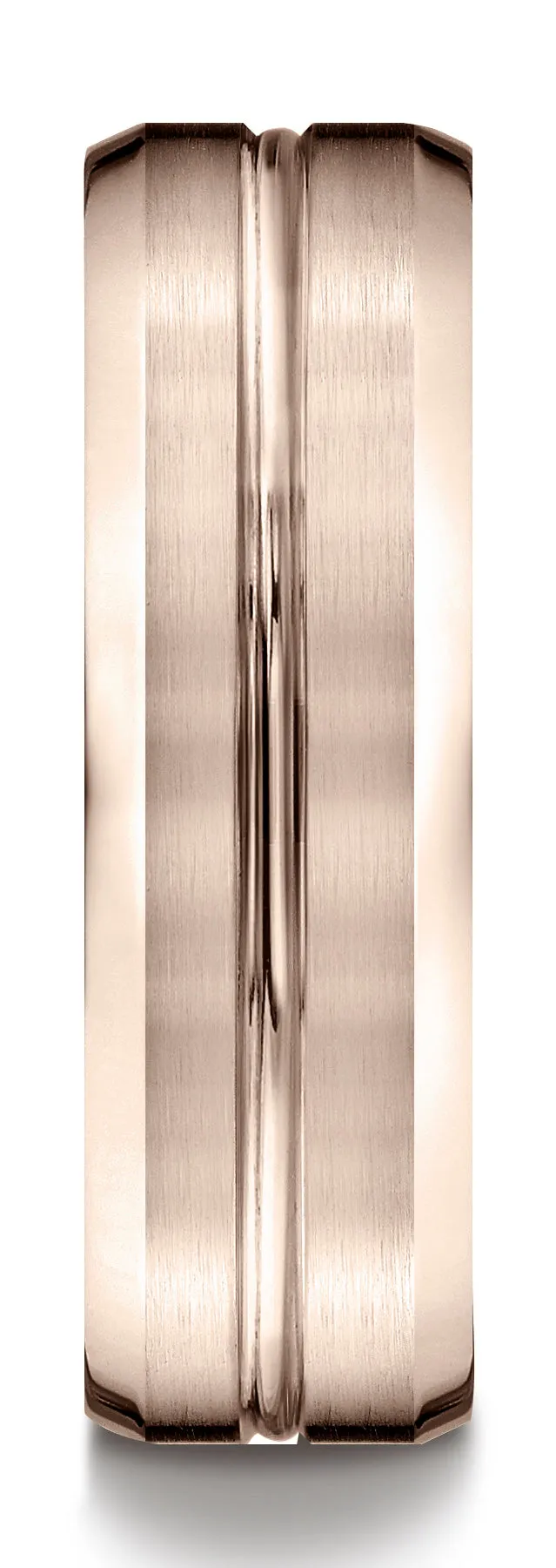 Benchmark 14k Rose Gold 7mm Comfort-Fit Satin-Finished w/ High Polished Cut Carved Design Band (Sizes 4-15)