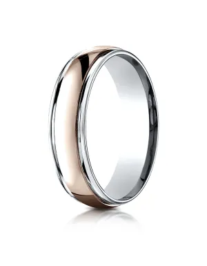 Benchmark 14k Two-Toned Gold 6mm Comfort-Fit High Polished Carved Design Band, (Sizes 6-13)