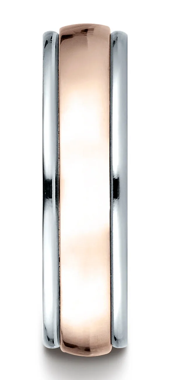 Benchmark 14k Two-Toned Gold 6mm Comfort-Fit High Polished Carved Design Band, (Sizes 6-13)