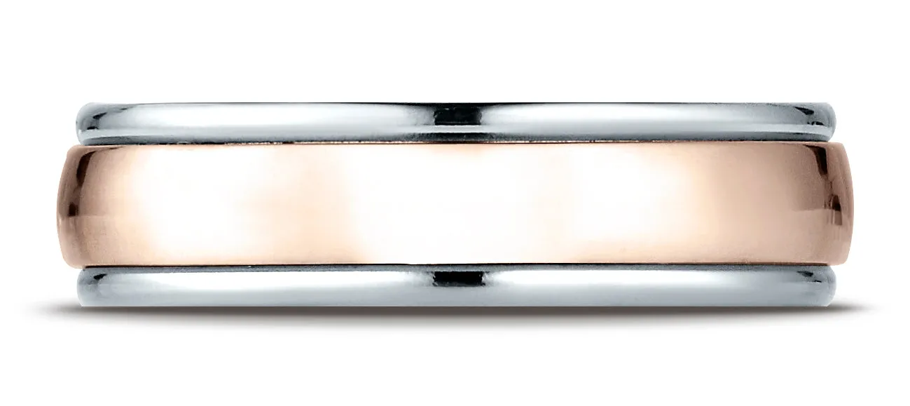 Benchmark 14k Two-Toned Gold 6mm Comfort-Fit High Polished Carved Design Band, (Sizes 6-13)