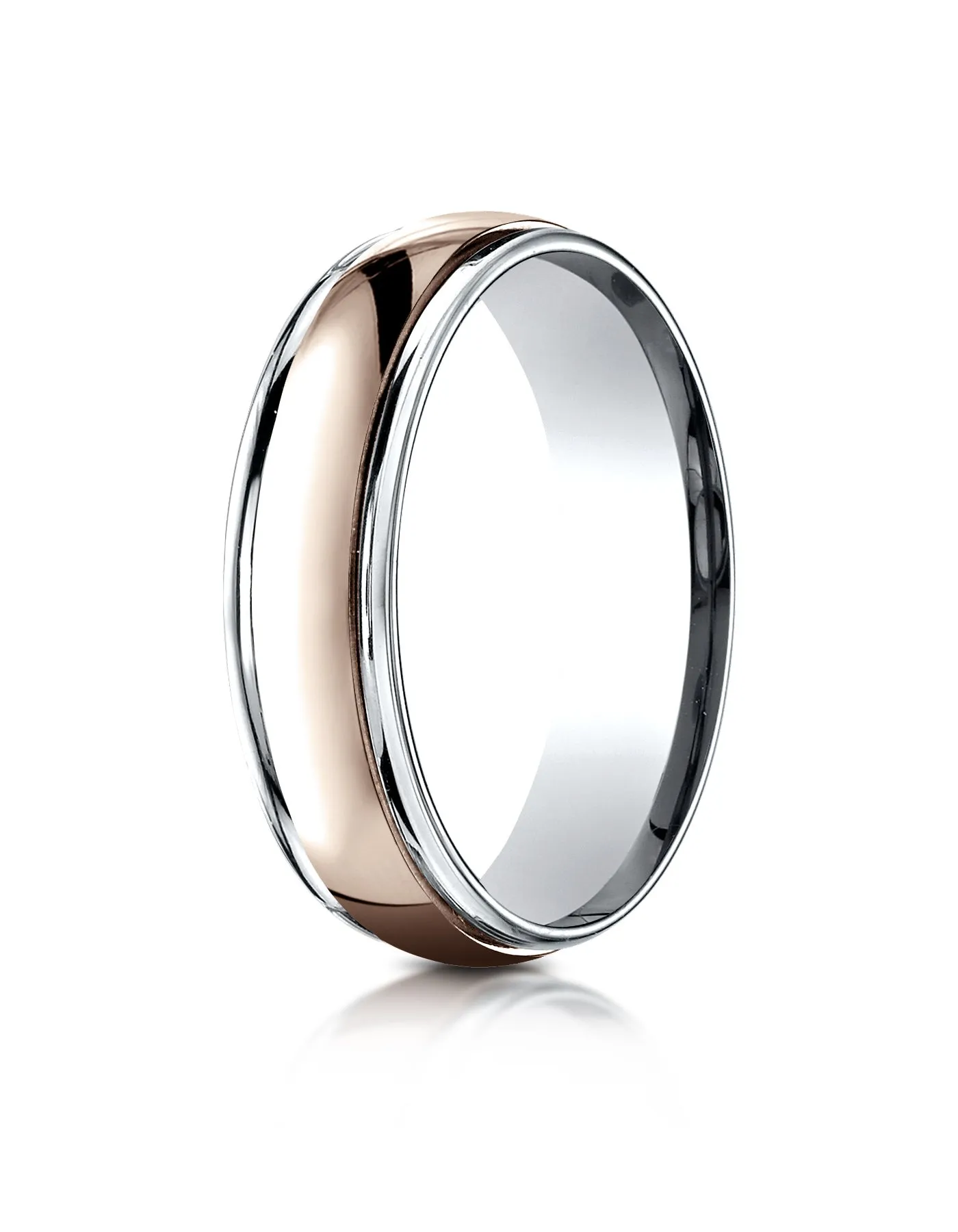 Benchmark 14k Two-Toned Gold 6mm Comfort-Fit High Polished Carved Design Band, (Sizes 6-13)