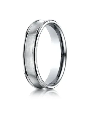 Benchmark 14K White Gold 5.5mm Comfort-Fit Concave Round Edge Satin Center Design Wedding Band Ring
