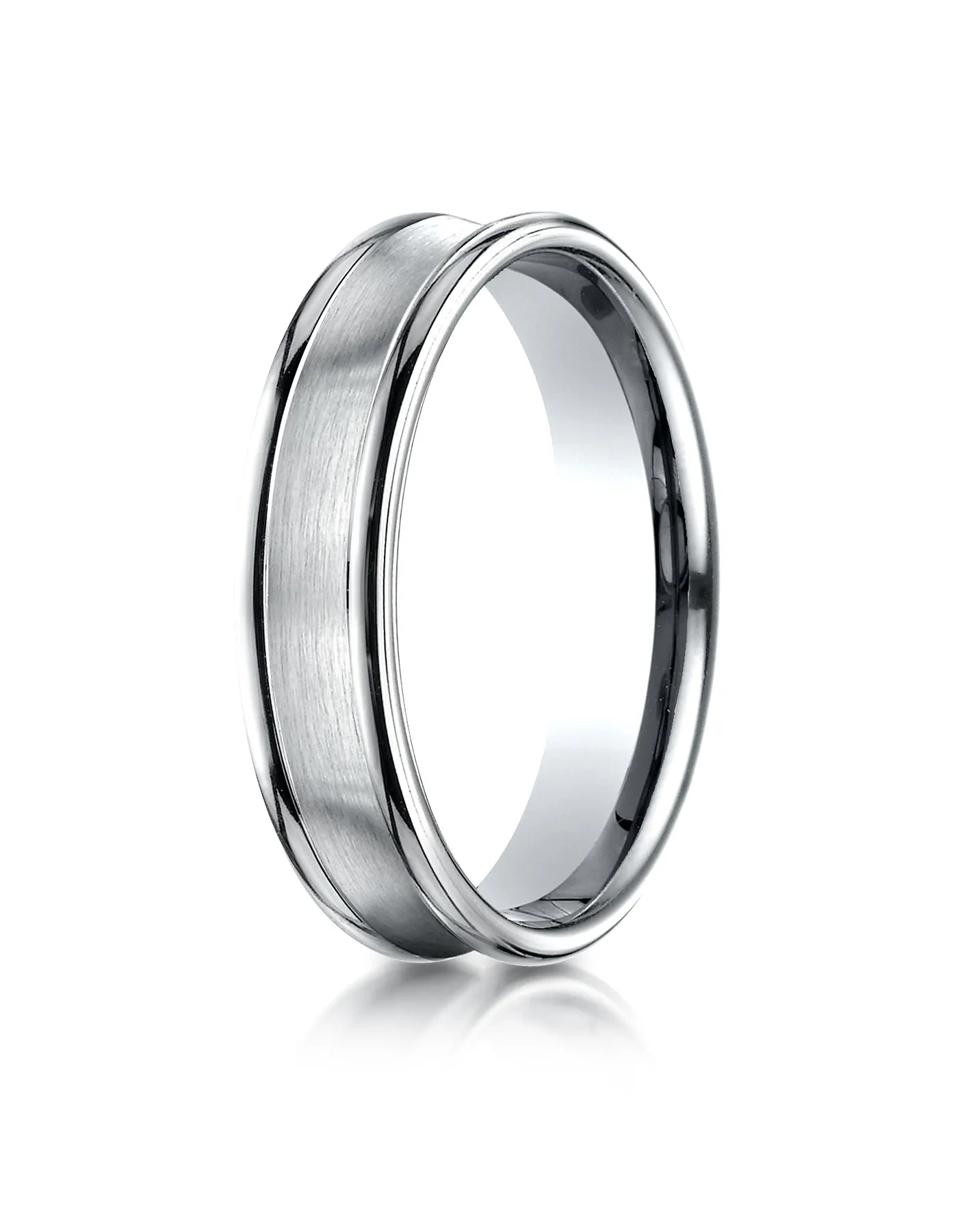 Benchmark 14K White Gold 5.5mm Comfort-Fit Concave Round Edge Satin Center Design Wedding Band Ring