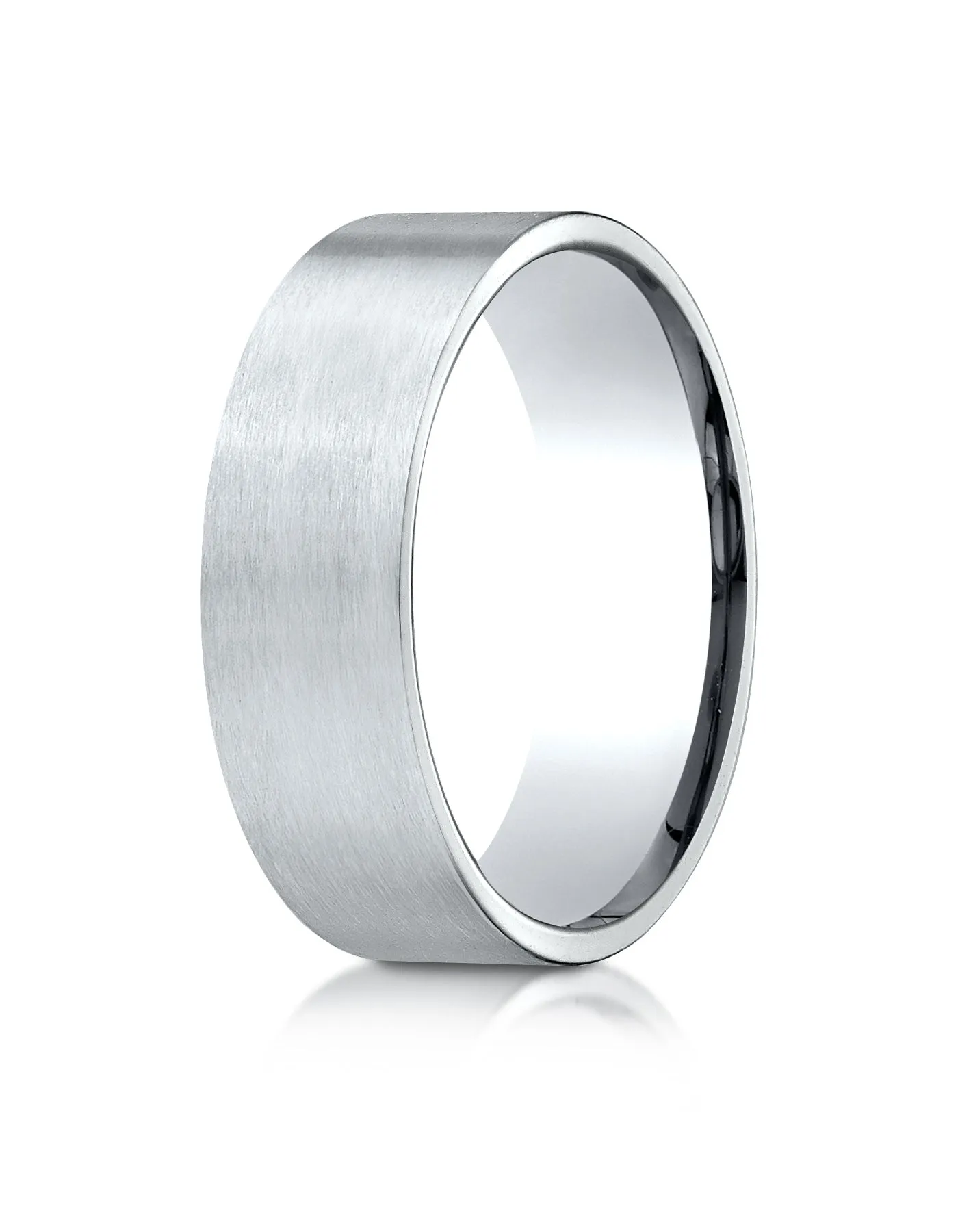 Benchmark 14k White Gold 7mm Comfort-Fit Satin-Finished Carved Design Band, (Sizes 4-15)