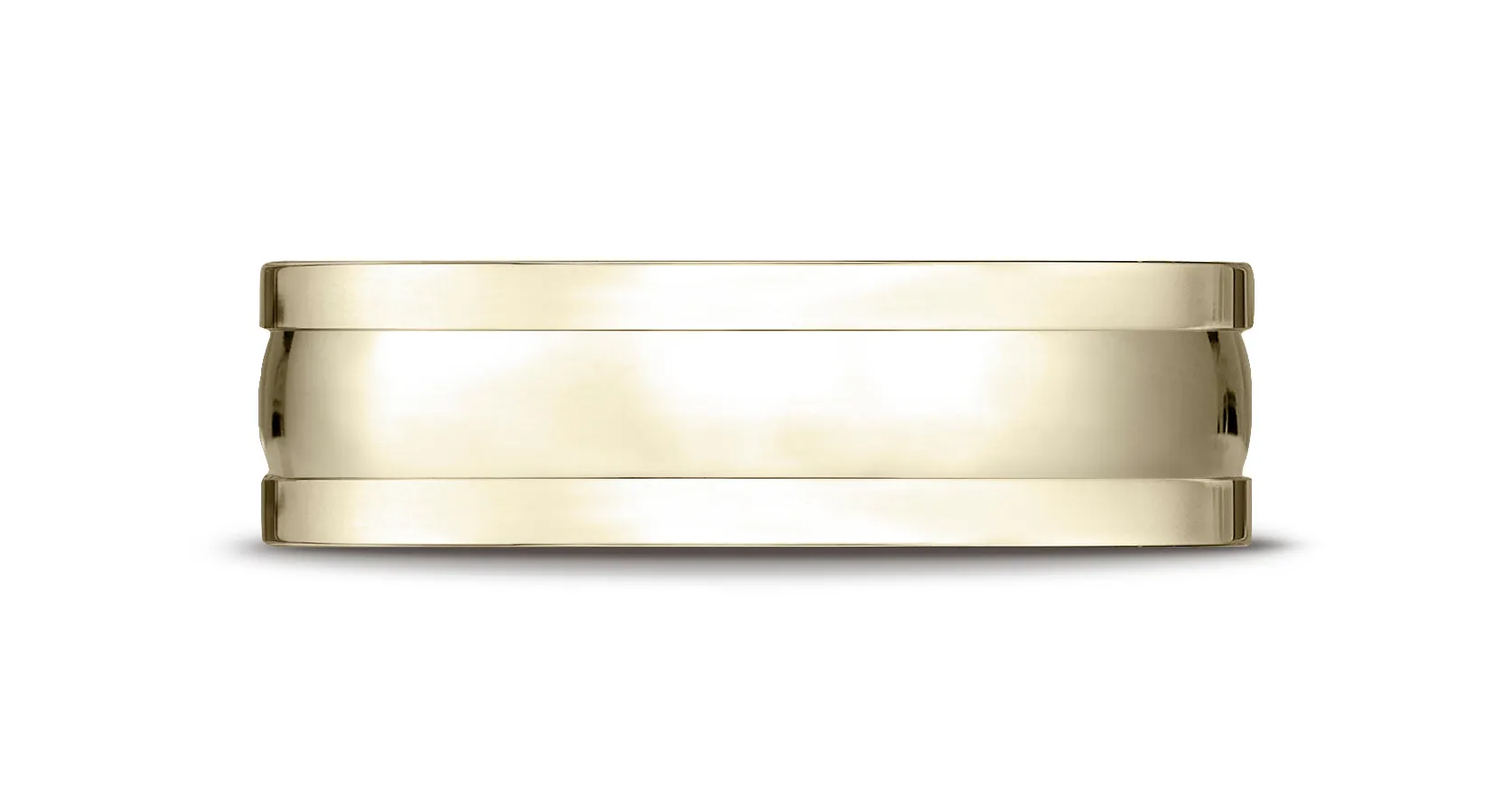 Benchmark 14K Yellow Gold 6mm Comfort-Fit High Polished Squared Edge Carved Design Wedding Band Ring