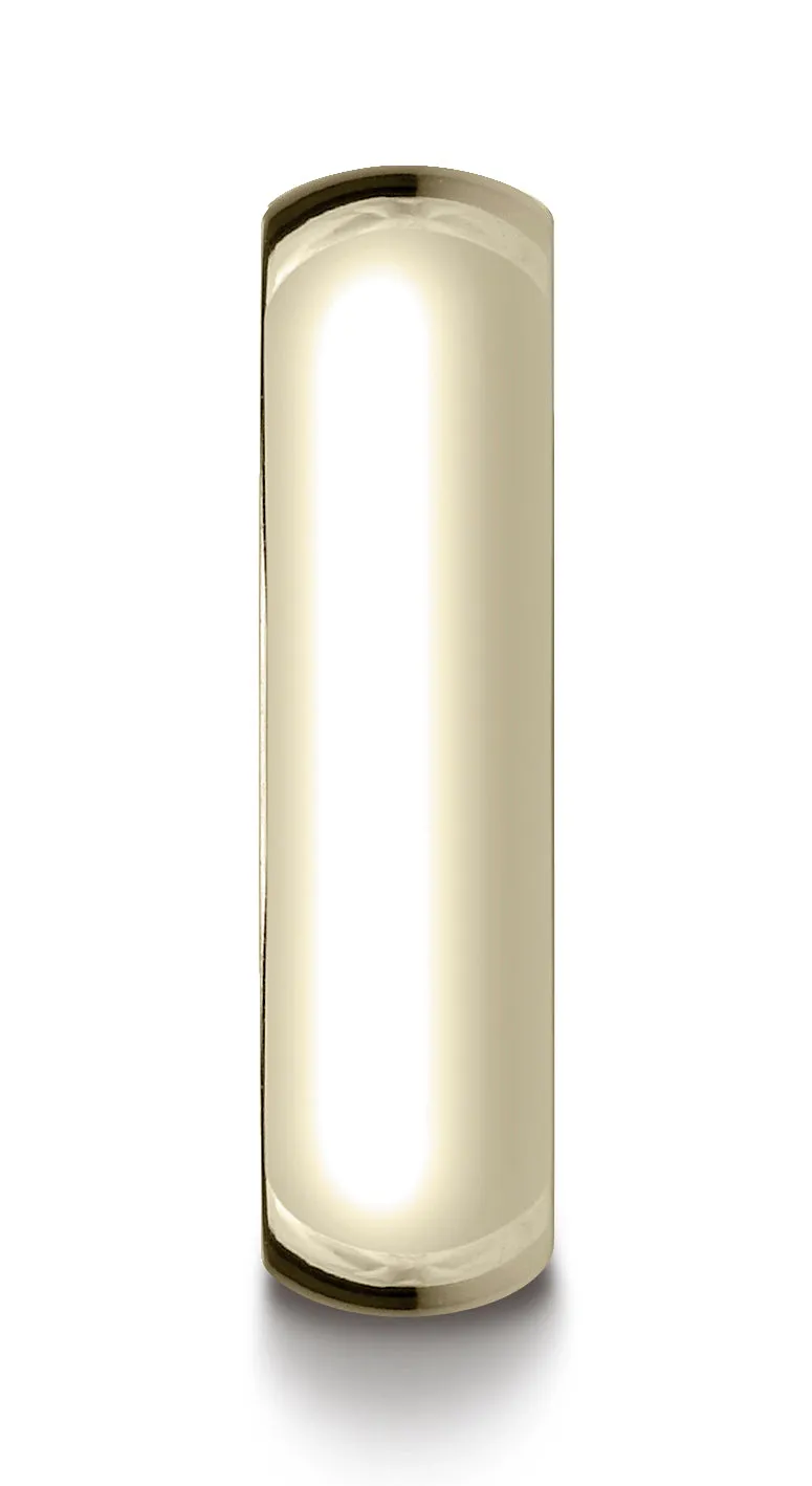Benchmark 14K Yellow Gold 6mm Slightly Domed Super Light Comfort-Fit Wedding Band Ring (Sizes 4 - 15 )