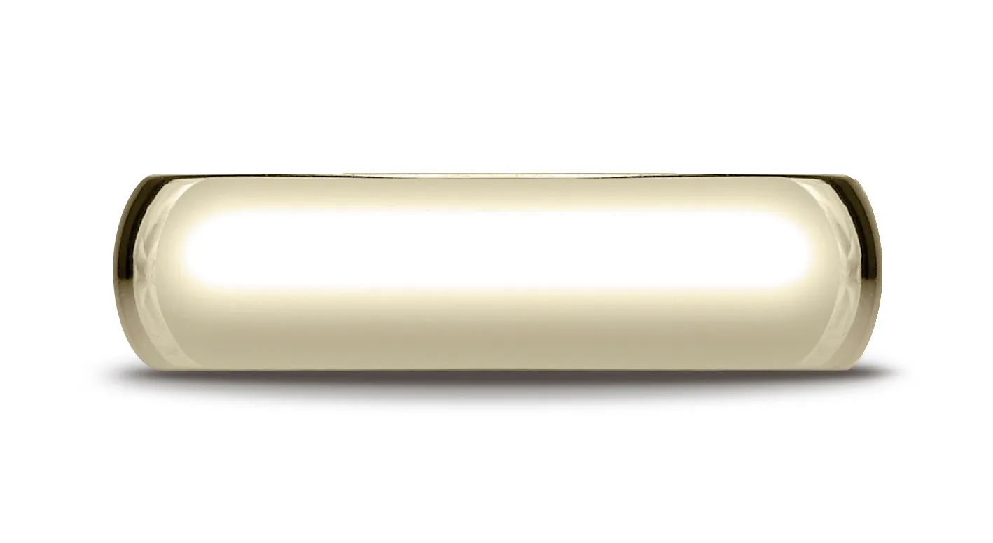 Benchmark 14K Yellow Gold 6mm Slightly Domed Super Light Comfort-Fit Wedding Band Ring (Sizes 4 - 15 )