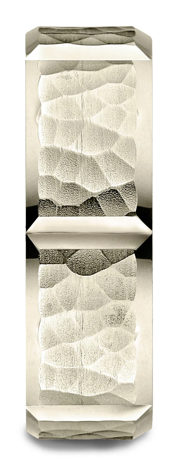 Benchmark 14k Yellow Gold 7mm Comfort-Fit Hammered Finish Grooved Carved Design Band, (Sizes 4-15)