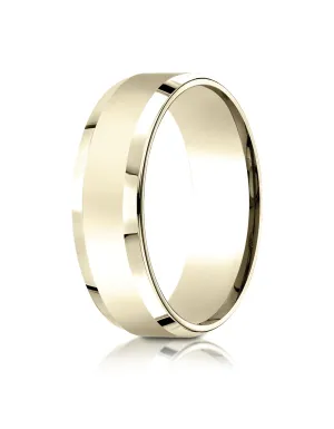 Benchmark 14k Yellow Gold 7mm Comfort-Fit High Polished Carved Design Band, (Sizes 4-15)