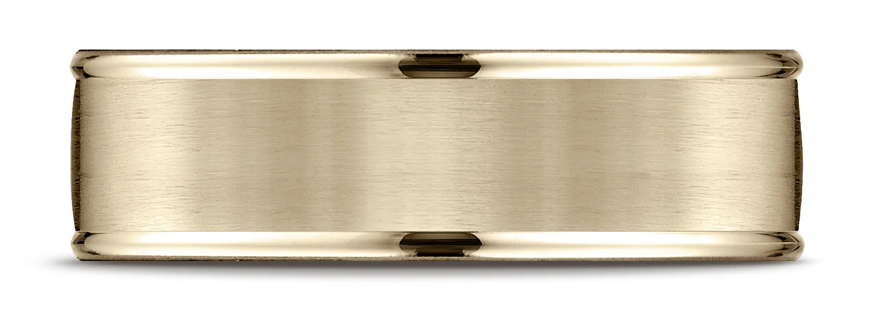 Benchmark 14k Yellow Gold 7mm Comfort-Fit Satin Finish High Polish Round Edge Carved Design Band ( 4-15)
